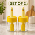 Cute Oil Dispenser Bottle with Silicone Brush (Set of 2) | Kitchen Oil Brush Container